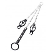 Черно-серебристые зажимы для сосков с кольцом для пениса TOYFA Metal - ToyFa - купить с доставкой в Магнитогорске