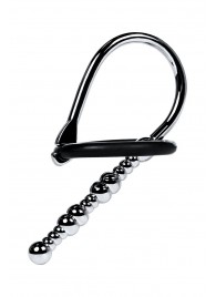 Серебристый уретральный плаг-бусины TOYFA Metal с мягким фиксириющим кольцом - ToyFa - купить с доставкой в Магнитогорске