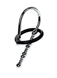 Серебристый уретральный плаг-бусины TOYFA Metal с мягким фиксириющим кольцом - ToyFa - купить с доставкой в Магнитогорске