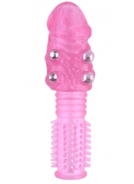 Стимулирующая розовая насадка с шишечками и шипами - 13,5 см. - Toyfa Basic - в Магнитогорске купить с доставкой