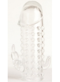 Гелевая прозрачная насадка с 2 отростками - 13 см. - Toyfa Basic - в Магнитогорске купить с доставкой