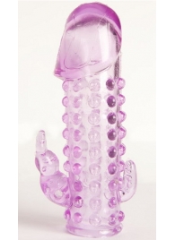 Закрытая фиолетовая насадка с 2 отростками - 13 см. - Toyfa Basic - в Магнитогорске купить с доставкой