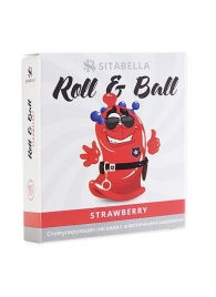 Стимулирующий презерватив-насадка Roll   Ball Strawberry - Sitabella - купить с доставкой в Магнитогорске