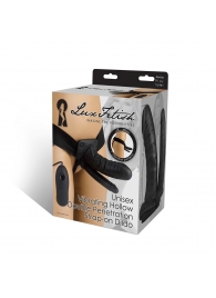 Полый страпон с двумя отростками и вибрацией Unisex Vibrating Hollow Strap-On Double Penetrating Dildo - 17,8 см. - Lux Fetish - купить с доставкой в Магнитогорске