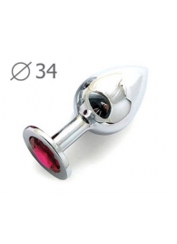 Коническая серебристая анальная втулка с малиновым кристаллом - 8,2 см. - Anal Jewelry Plug - купить с доставкой в Магнитогорске