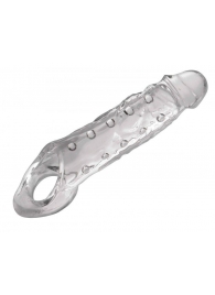 Прозразная закрытая насадка на пенис с поддержкой мошонки Clearly Ample Penis Enhancer - 22 см. - XR Brands - в Магнитогорске купить с доставкой