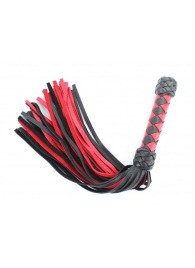 Черно-красная клеть с плетеной ручкой с ромбовидным узором - 45 см. - БДСМ Арсенал - купить с доставкой в Магнитогорске