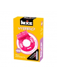 Розовое эрекционное виброкольцо Luxe VIBRO  Ужас Альпиниста  + презерватив - Luxe - в Магнитогорске купить с доставкой