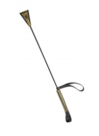 Черно-золотистый стек с хлопушкой из кожи - 62 см. - Sitabella - купить с доставкой в Магнитогорске
