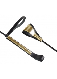 Черно-золотистый стек с хлопушкой из кожи - 62 см. - Sitabella - купить с доставкой в Магнитогорске