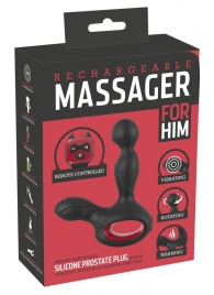 Черный вибромассажер простаты с нагревом и ротацией Prostate Plug - 14,5 см. - Orion - в Магнитогорске купить с доставкой