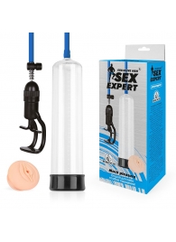 Прозрачная вакуумная помпа Sex Expert с насадкой-вагиной - Sex Expert - в Магнитогорске купить с доставкой