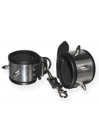 Серебристо-черные наручники с шипами и металлическим блеском - Sitabella - купить с доставкой в Магнитогорске