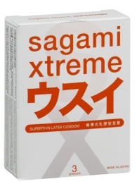 Ультратонкие презервативы Sagami Xtreme SUPERTHIN - 3 шт. - Sagami - купить с доставкой в Магнитогорске