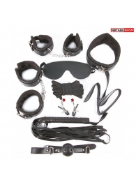 Большой игровой набор БДСМ: наручники, оковы, маска, кляп, плеть, ошейник с поводком, верёвка, зажимы для сосков - Notabu - купить с доставкой в Магнитогорске