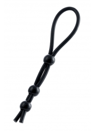 Черное лассо на пенис с тремя бусинами - A-toys - в Магнитогорске купить с доставкой