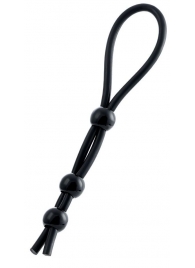 Черное лассо на пенис с тремя бусинами - A-toys - в Магнитогорске купить с доставкой