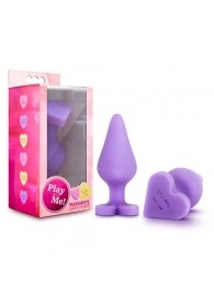 Фиолетовая анальная пробка Naughty Candy Heart Do Me Now - 8,9 см. - Blush Novelties - купить с доставкой в Магнитогорске