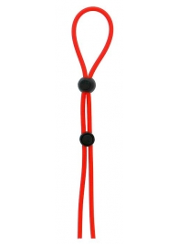 Красное лассо на пенис с двумя бусинами STRETCHY LASSO CAGE - Dream Toys - в Магнитогорске купить с доставкой