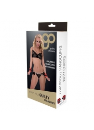Красно-чёрные наручники на металлической цепочке - Blush Novelties - купить с доставкой в Магнитогорске