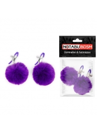 Зажимы для сосков с фиолетовым пушком - Notabu - купить с доставкой в Магнитогорске