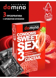 Презервативы для орального секса DOMINO Sweet Sex с ароматом клубничного коктейля  - 3 шт. - Domino - купить с доставкой в Магнитогорске