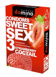 Презервативы для орального секса DOMINO Sweet Sex с ароматом клубничного коктейля  - 3 шт. - Domino - купить с доставкой в Магнитогорске