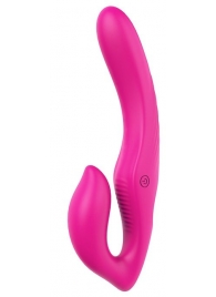 Ярко-розовый безремневой страпон REMOTE DOUBLE DIPPER - 22 см. - Dream Toys - купить с доставкой в Магнитогорске