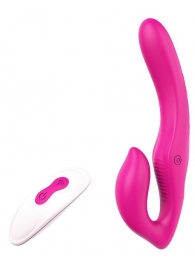 Ярко-розовый безремневой страпон REMOTE DOUBLE DIPPER - 22 см. - Dream Toys - купить с доставкой в Магнитогорске