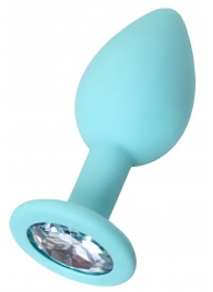 Мятная анальная пробка с прозрачным кристаллом Brilliant - 7 см. - ToyFa - купить с доставкой в Магнитогорске