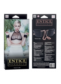 Черные мягкие наручники Entice French Cuffs с цепью - California Exotic Novelties - купить с доставкой в Магнитогорске