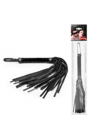 Черная гладкая плеть-флоггер с ручкой - 40 см. - Notabu - купить с доставкой в Магнитогорске
