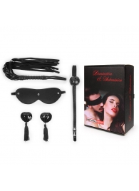 Эротический набор в черном цвете: маска, кляп, пэстисы, плётка - Notabu - купить с доставкой в Магнитогорске