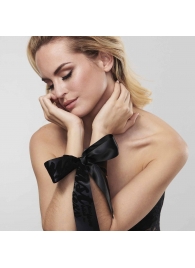 Черные ленты для связывания SILKY SENSUAL HANDCUFFS - Bijoux Indiscrets - купить с доставкой в Магнитогорске