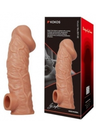 Телесная насадка на фаллос с фиксацией мошонки EXTREME SLEEVE - 15,6 см. - KOKOS - в Магнитогорске купить с доставкой