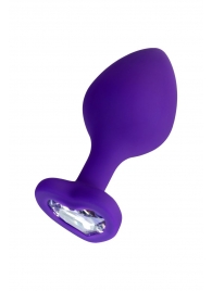 Фиолетовая анальная втулка Diamond Heart с прозрачным кристаллом - 8 см. - ToyFa - купить с доставкой в Магнитогорске