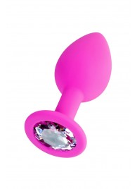 Розовая анальная втулка Brilliant с прозрачным кристаллом - 7 см. - ToyFa - купить с доставкой в Магнитогорске