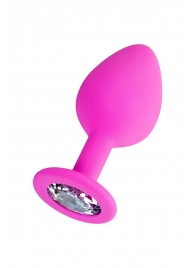 Розовая анальная втулка Brilliant с прозрачным кристаллом - 8 см. - ToyFa - купить с доставкой в Магнитогорске