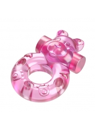 Розовое эрекционное виброкольцо на пенис Pink Bear - Baile - в Магнитогорске купить с доставкой