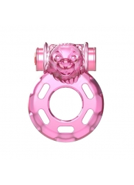 Розовое эрекционное кольцо с вибрацией Pink Bear - Baile - в Магнитогорске купить с доставкой