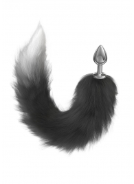 Серебристая анальная пробка с черным хвостом Galaxy - Lola Games - купить с доставкой в Магнитогорске