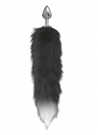 Серебристая анальная пробка с черным хвостом Starlit - Lola Games - купить с доставкой в Магнитогорске