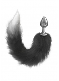 Серебристая анальная пробка с черным хвостом Starlit - Lola Games - купить с доставкой в Магнитогорске