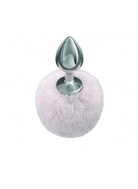 Серебристая анальная пробка с белым пушистым хвостиком Twinkle - Lola Games - купить с доставкой в Магнитогорске