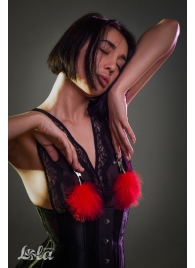 Зажимы на соски с красным пухом Euphoric - Lola Games - купить с доставкой в Магнитогорске