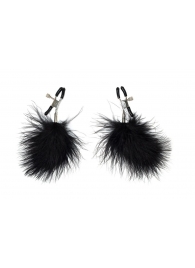 Зажимы на соски с черным пухом Euphoric - Lola Games - купить с доставкой в Магнитогорске