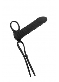 Черная вибронасадка для двойного проникновения Rori - 17 см. - Lola Games - купить с доставкой в Магнитогорске