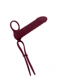 Бордовая вибронасадка для двойного проникновения Rori - 17 см. - Lola Games - купить с доставкой в Магнитогорске