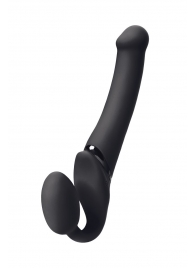 Черный безремневой вибрострапон Silicone Bendable Strap-On M - Strap-on-me - купить с доставкой в Магнитогорске