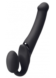 Черный безремневой вибрострапон Silicone Bendable Strap-On M - Strap-on-me - купить с доставкой в Магнитогорске